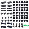 Building Block Black Wheel Axles Pack City Car Tires DIY Model Shaft Plate Accessories Assemble Construction Toy For Kid Bricks