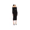 Self-Portrait Solid Color Off-The-Shoulder Midi Long Sleeve Dress Women dresses Black RS24200MB