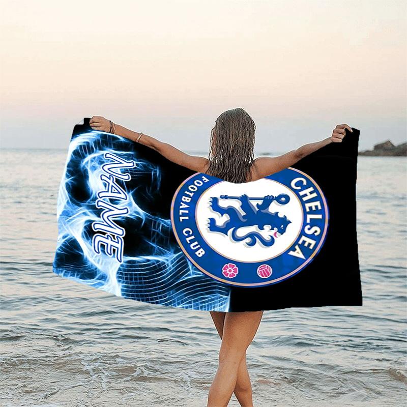 1pc Football25 Beach Towel with Custom Name, Beach/Swimming/Bath/Picnic/Camping Towel, Suitable for Seaside Beaches