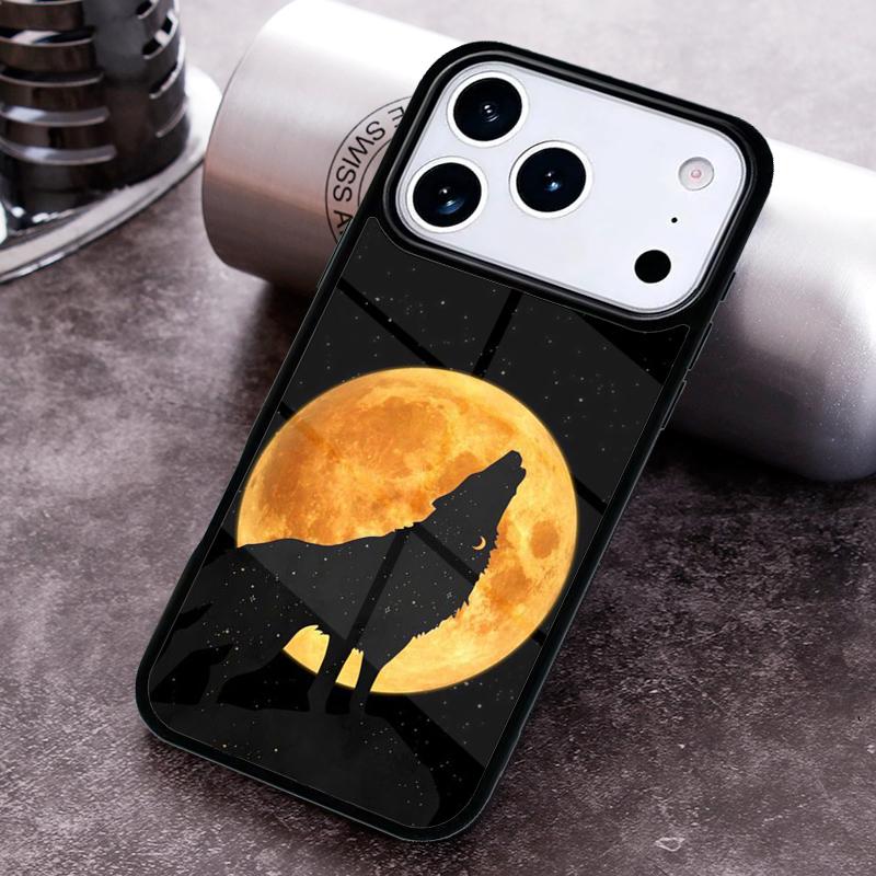 Wolf Moon Howl Phone Case For iPhone 17,16e,15,14,13,12,11,Mini,Pro,MAX soft Silicone Cover