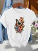 Elegant Women'S Limited Edition Gift Featuring a Monarch Butterfly And Colorful Floral Print on a Round-Neck Short-Sleeve T-Shir