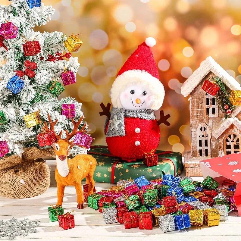 12/120 шт. Мини Рождественские Пенопластовые Подарочные Коробки Рождественские Украшения Подарки Подвески для Рождественской Елки Для Украшения Новогодней Вечеринки Принадлежности