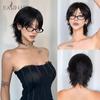 Короткие черные синтетические парики, стрижка «боб» с прямыми волосами, многослойный парик для косплея для женщин, парики для повседневных вечеринок с челкой, термостойкие волосы