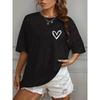 Women's Short-sleeved Valentine's Day Heart Round Neck T-shirt Casual Summer Top Graphic T-shirt