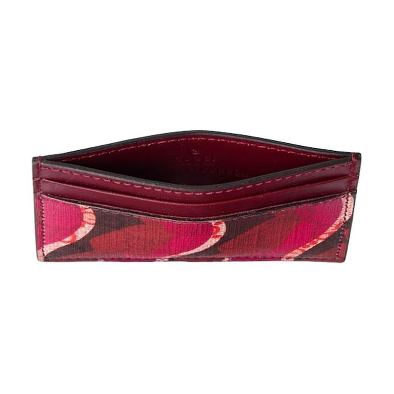 Gucci Кардхолдер из канвы GG Supreme с вышивкой и принтом под змеиную кожу, женский, анкара красный