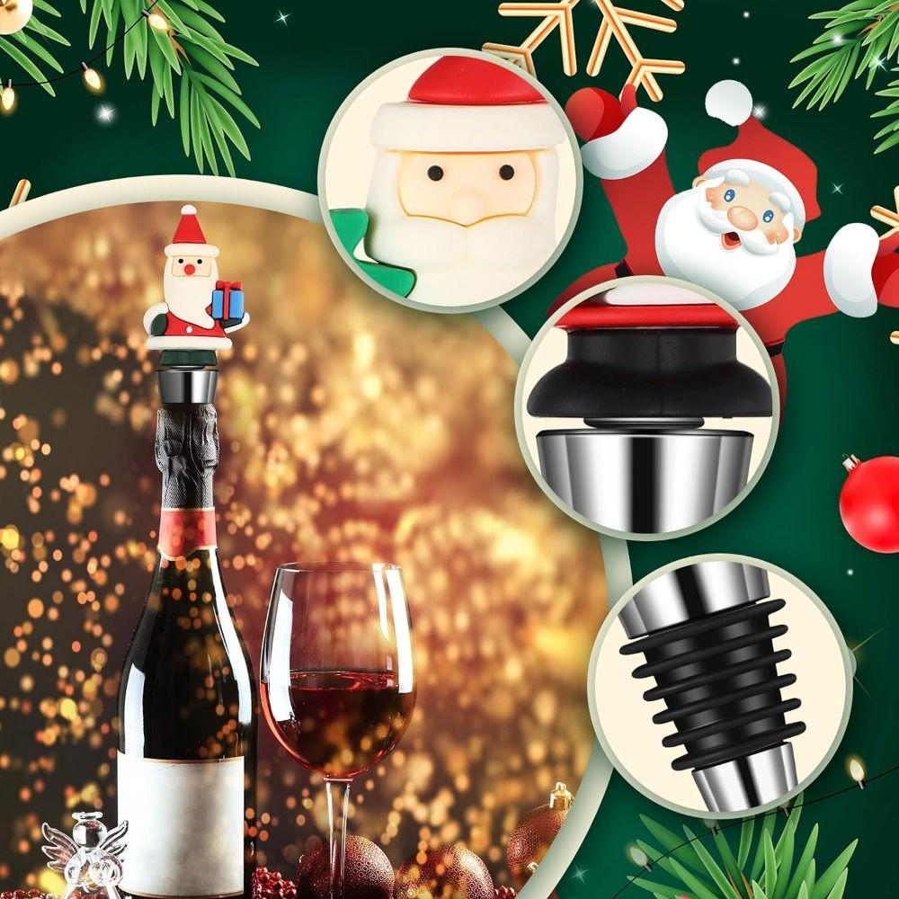Vacuum Sealed Metal Wine Corks Twist Cap Christmas Bottle Sealing Plug Cute Wine Sealers Kitchen