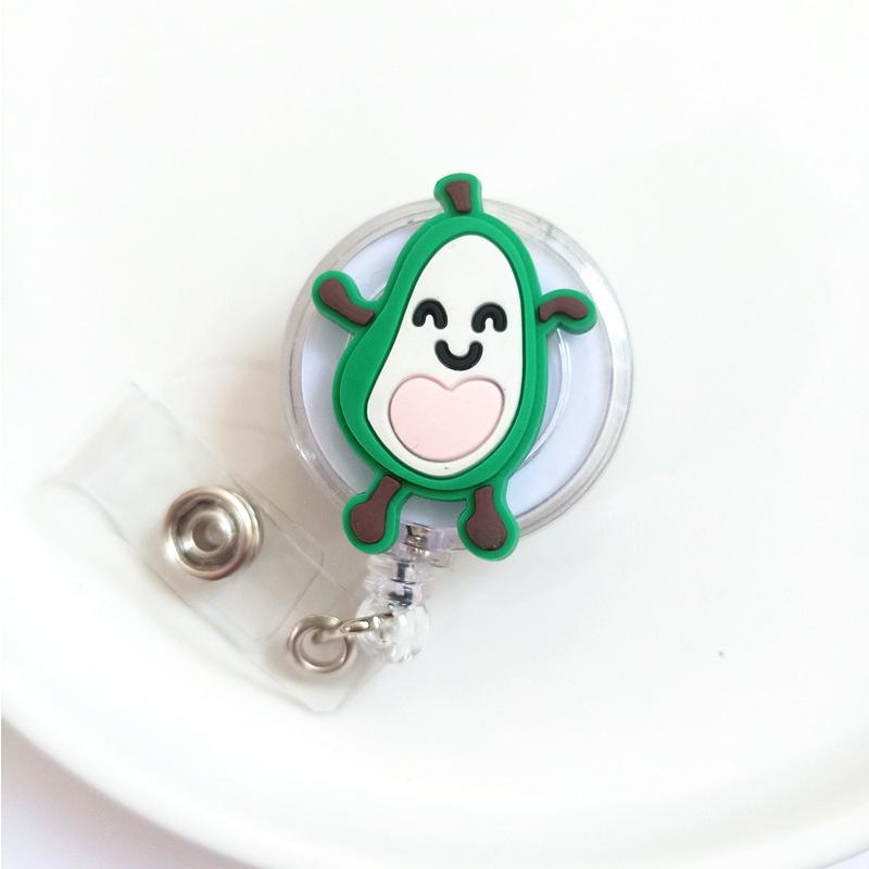 1 шт., милые силиконовые фрукты, авокадо, клубника, выдвижная катушка для значка, ID ремешок, имя, бирка, держатель для значка, катушки