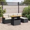 VidaXL Garden Lounge Set 6 Pcs with Cushions Black Wicker 3328106