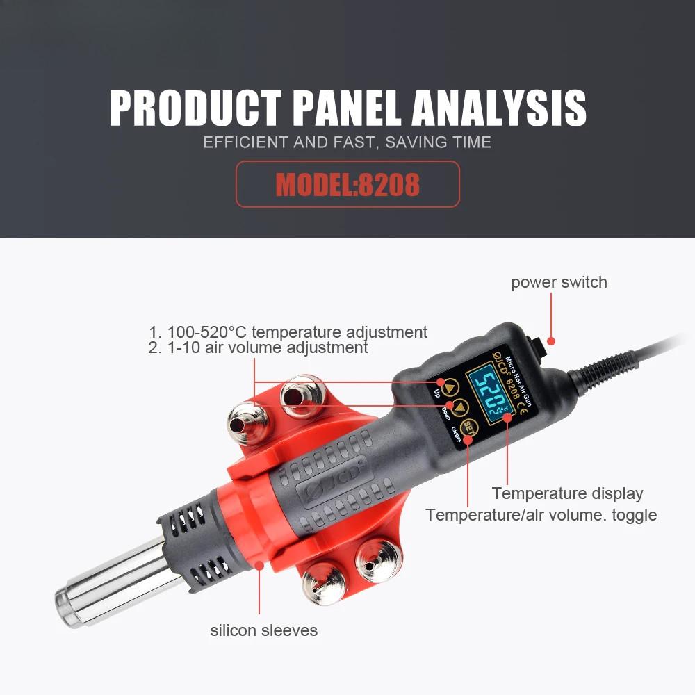 750W BGA IC Solder Tools Micro Hot Air Gun Welding Rework Station LCD Digital Display Soldering Heat Gun Hair Dryer