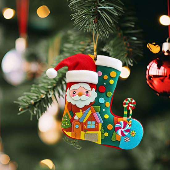 Yousheng Christmas Socks Santa Claus Red Hanging Ornament Acrylic Decorative Keychain Pendant Xmas Stockings Wall Decoration
