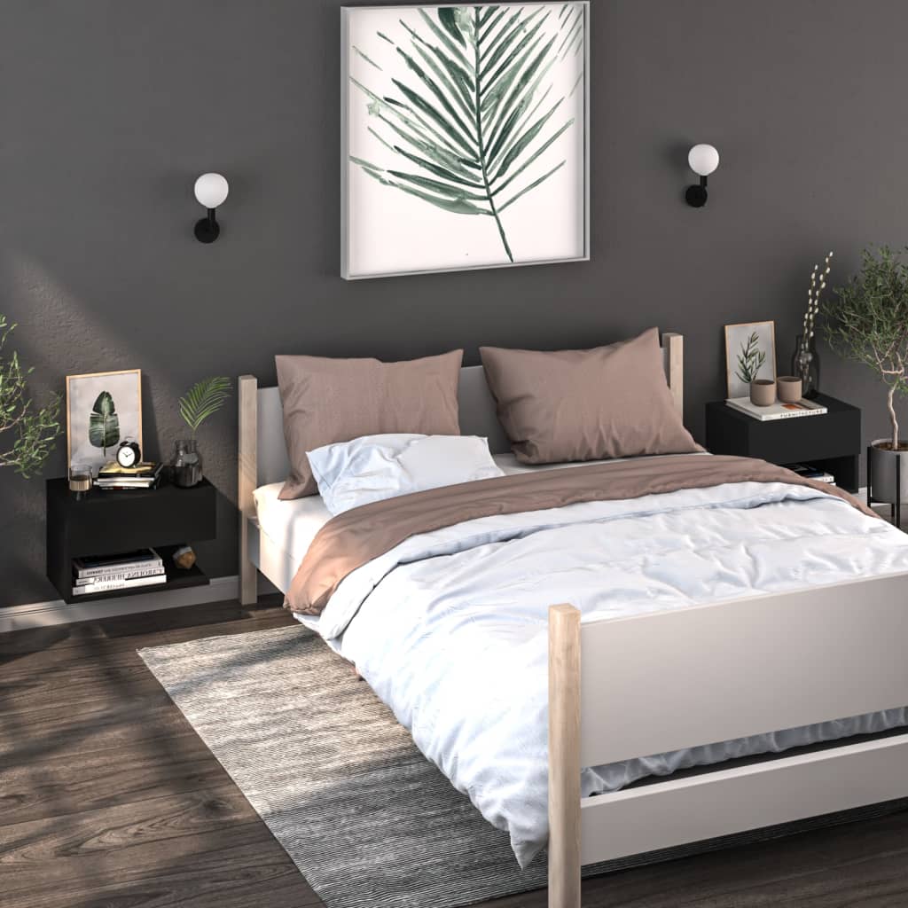 Wall Mounted Nightstand Black