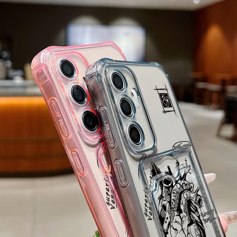 Прозрачный силиконовый чехол с сердечком и слотом для карт для Samsung S25 Ultra S24 FE S23 A56 A16 A36 A55 A15 A35, противоударный мягкий тонкий чехол для телефона