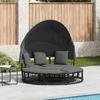 vidaXL Outdoor-Loungebett Mit Dach Und Kissen Schwarz Poly Rattan