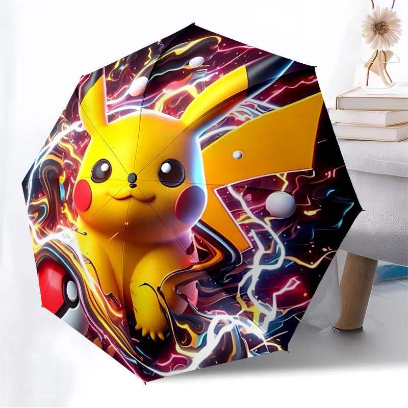 1PC , Pokémon Automatic Folding Umbrella | Vibrant Motif & Compact Design for Everyone, On-the-Go Essential - Gift-Worthy Style yy250930051