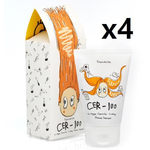 Elizavecca CER-100 Collagen Coating Hair Protein Treatment 100ml * 4