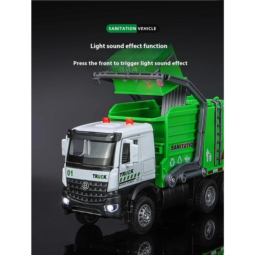 1/35 Мусоровоз для городской санитарии Сплавная машина Литая металлическая модель Детские инженерные игрушки Подарок на день рождения для детей