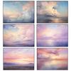 Пастельно-розовые фиолетовые облака закат небо масляная живопись постеры и принты печать на холсте ретро настенная живопись картина для домашнего декора