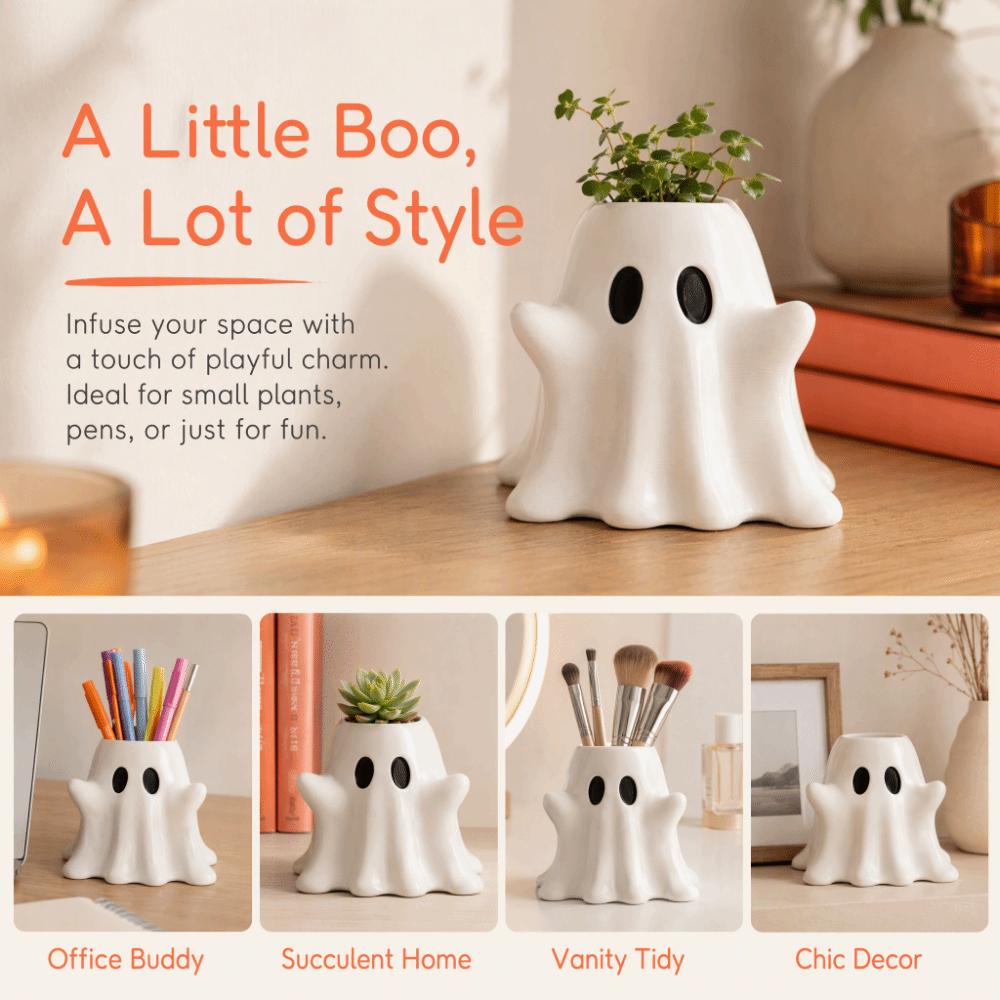 Creative White Ghost Vase 3D Printed Water Planting Planter Halloween Flower Pot Apartment Decor