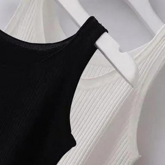 Женский жилет с круглым вырезом без рукавов, облегающий топ, однотонный, ребристый, легкий спортивный жилет для спортзала, повседневная одежда