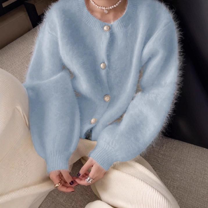 Women's Faux Mink Velvet Sweater Coat - New Autumn/Winter Design, Niche, Versatile, Soft, Loose Knit Cardigan