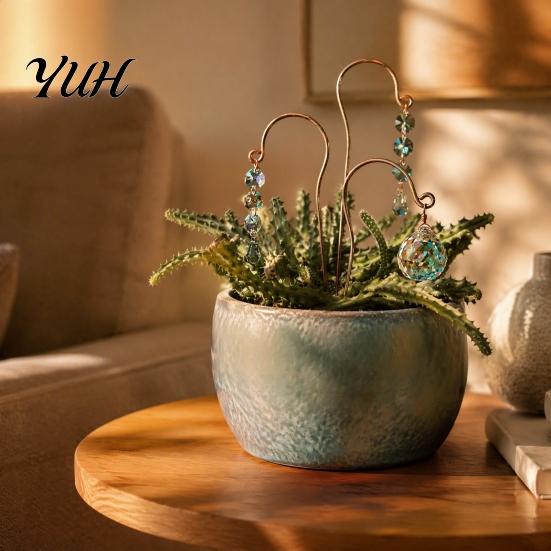 Home Decor for Living Room Small Trellis with Faux Crystal Prisms Suncatchers Plant Decorations, Planter Rainbow Maker, Decorative Accents Gift Garden