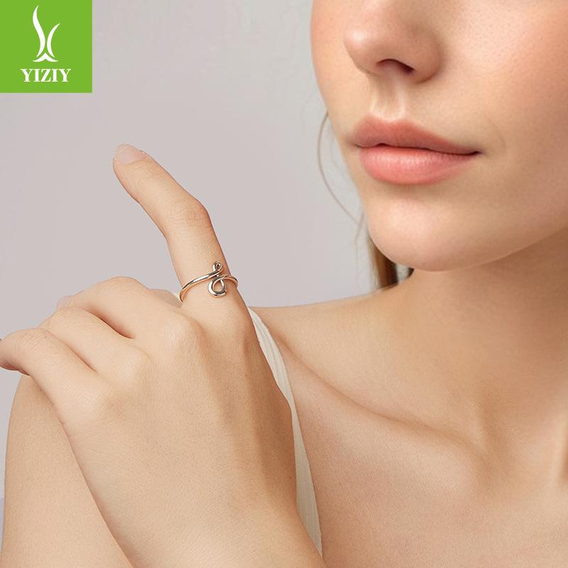 Eternal Symbol Metal Feeling Open Ring S925 Sterling Silver Minimalist Style Line Feeling Ring Jewelry