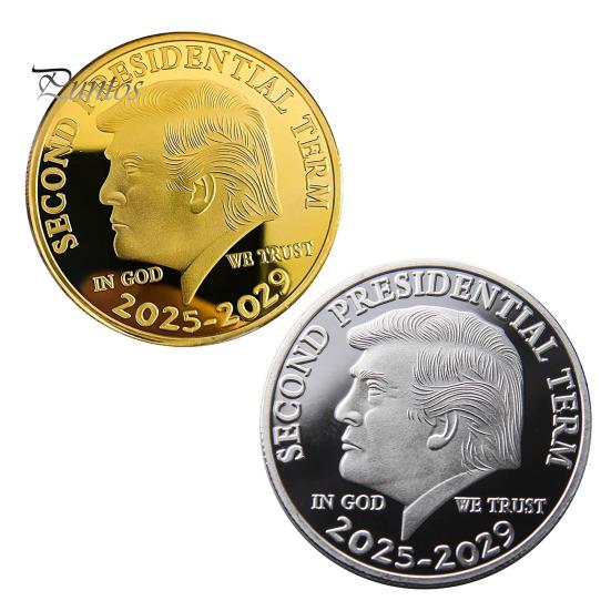 Сувенирная монета Трампа Второй президентский срок 2025-2029 гг. Коллекционная металлическая сувенирная монета с изображением Трампа Подарок для сторонников MAGA KAG