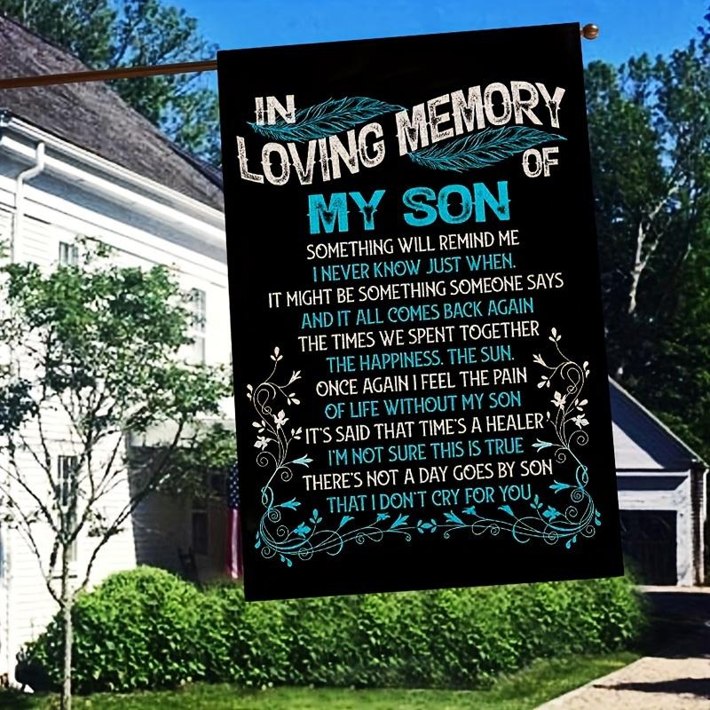 1pc In Loving Memory of My Son Garden Flag - Linen, 30.48x45.72 cm, Cemetery Outdoor Decor