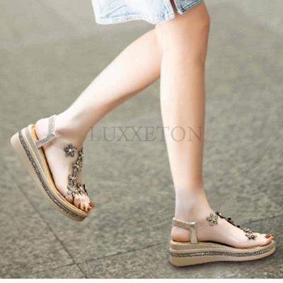 Летние женские сандалии из ПВХ с кристаллами и цветочным декором, элегантная модная женская обувь на массивном каблуке с открытым носком и эластичной лентой сзади