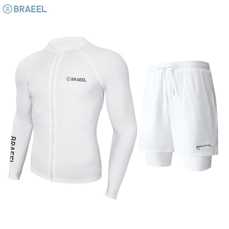 Mens UV Protection Rash Guard Set Long Sleeve Top Pants Quick Dry Swimwear Snorkeling Diving Surfing