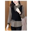 Fashionable Autumn New Long Sleeved Western-style Women's Patchwork Fake Two-piece Shirt Retro Versatile Top