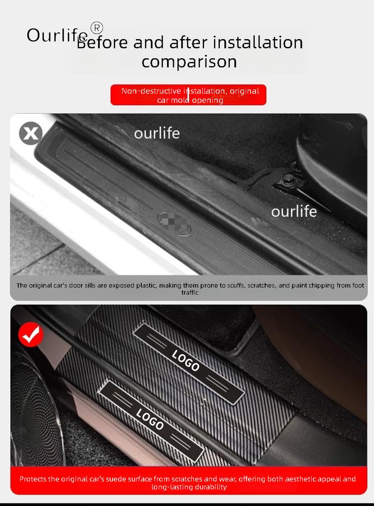 For BYD Leopard 5 DENZA B5 2026 2025 Car stainless steel Threshold Protection Sticker Guard ABS Carbon fiber Protector