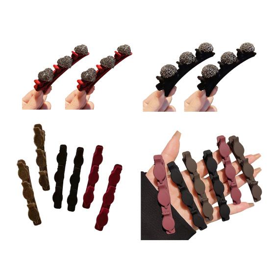 2/6Pcs Braided Hair Clips Sparkling Rhinestone Heart Decor Hair Pins Girl Faux Crystal Stone Braided Hair Accessories