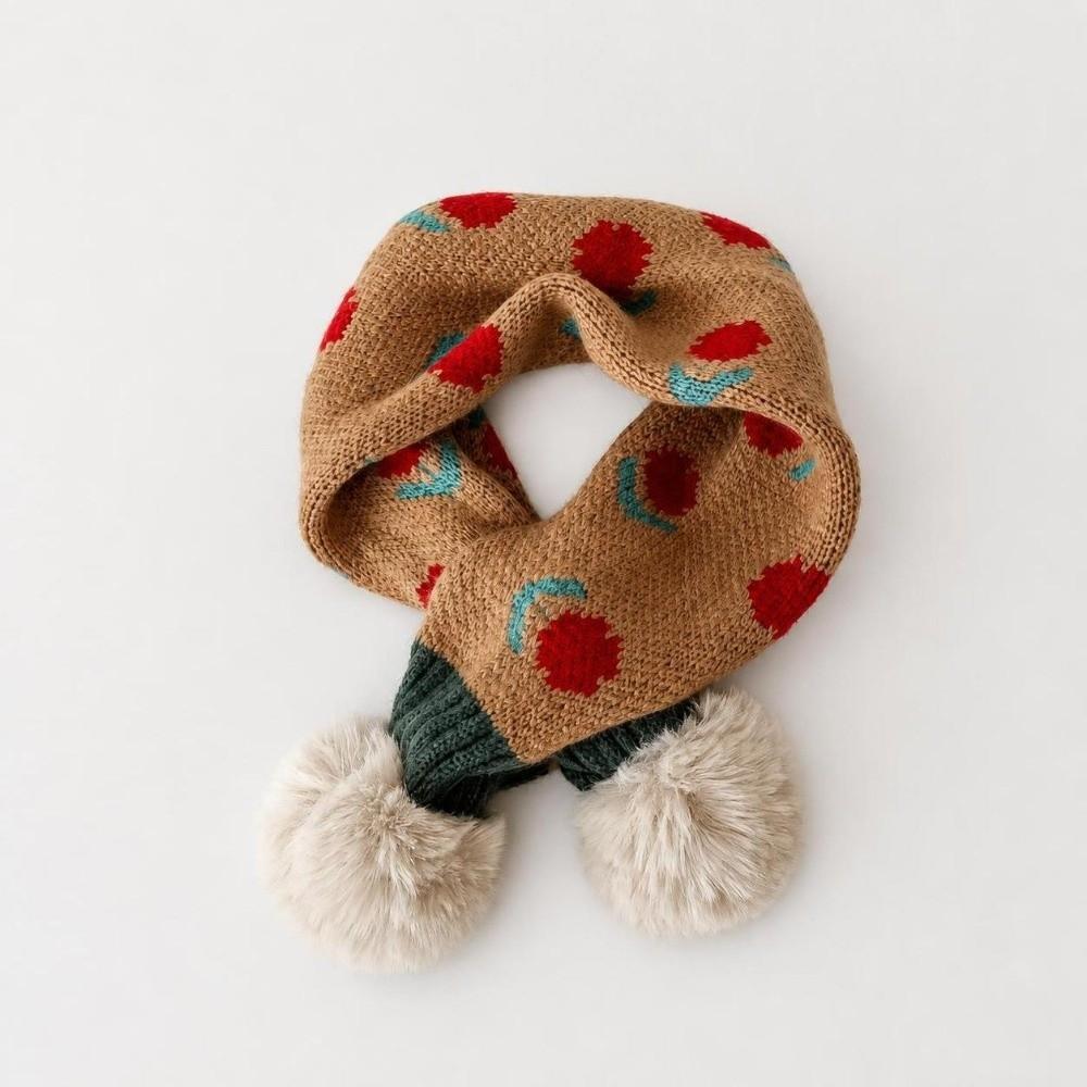 Jacquard Pattern Kids Winter Neckerchief Pompon Baby Girls Scarf Toddlers Warm Scarf Outdoor Use