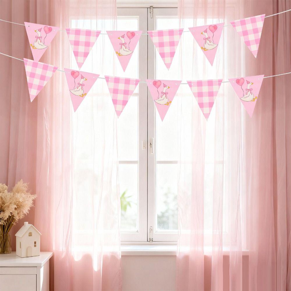 Pink Color One Silly Goose Party Triangle Banner Theme Design Goose Theme Garland  1st Birthday