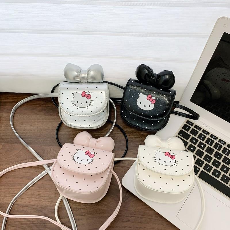 Cartoon Kids Print Mini Crossbody Bag With Bow Design For Toddlers