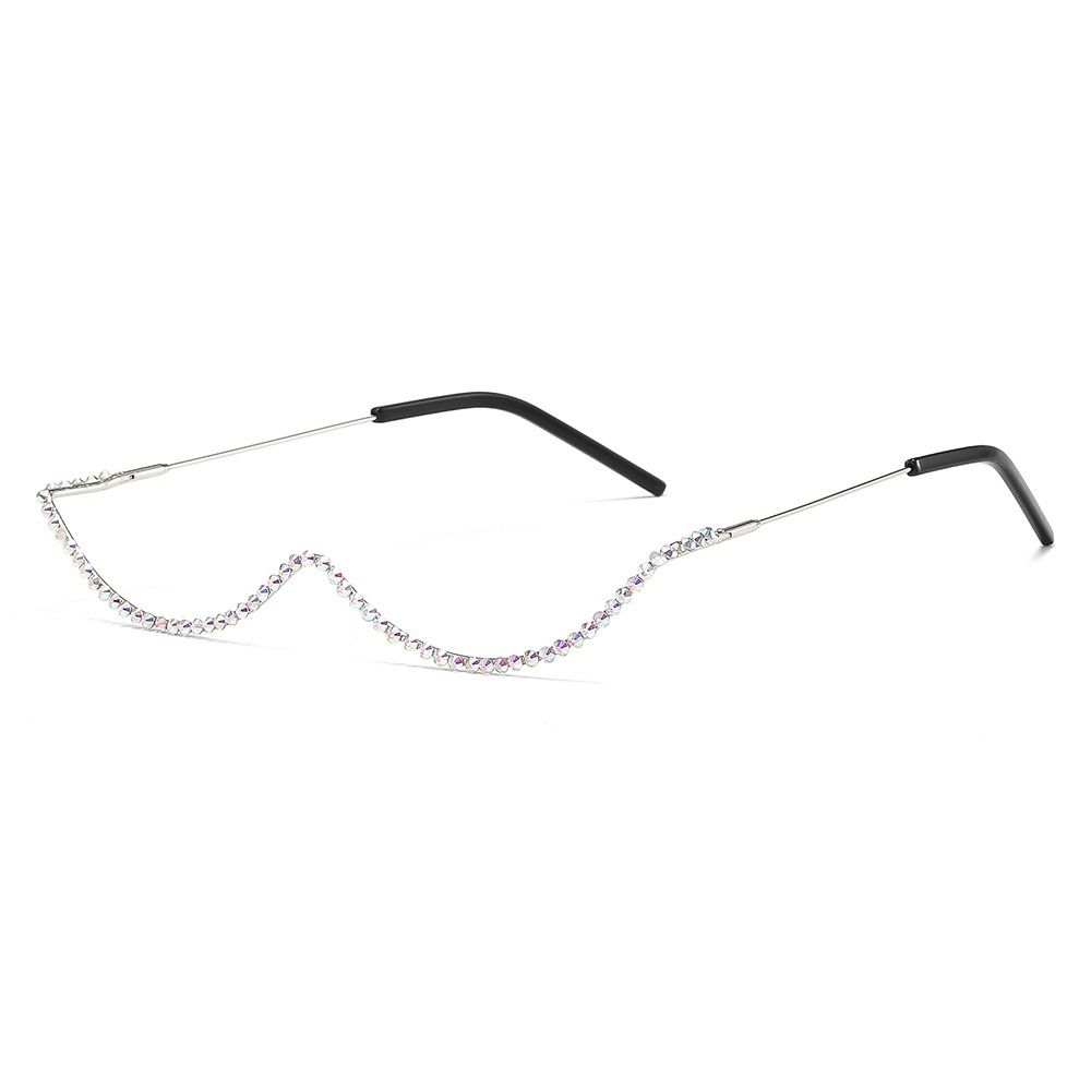 Rhinestone Fake Glasses Rhinestone Eyeglasses Frames Half Frame Glasses  Sunglasses Frames