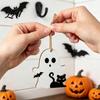 Wooden Halloween Signs Ghost Hanging Sign with Hemp Rope Cute Holiday Wall Art Pendants for Home Party Decorations