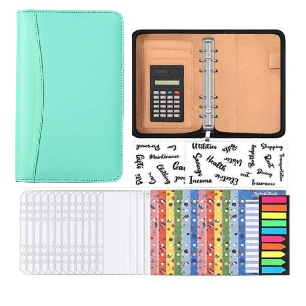 A6 File Folder PU Leather Work Record Book Multifunctional Loose Leaf Notebook Conference Use