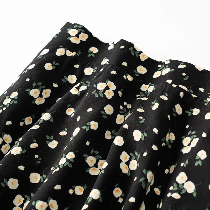 Весенне-летняя женская юбка трапециевидной формы с высокой талией и цветами, юбка средней длины, женская юбка размера плюс