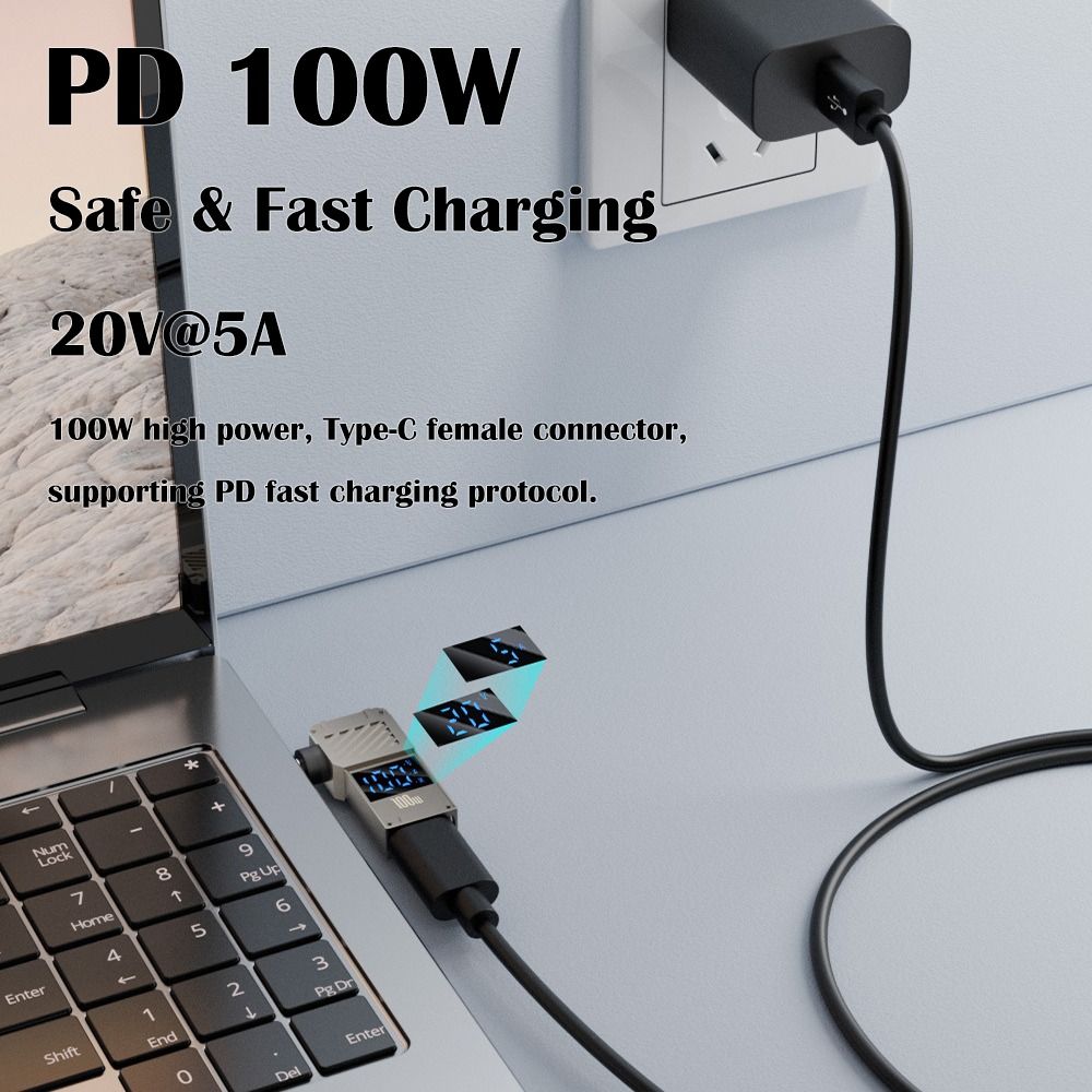 PD 100 Вт USB-C к DC Конвертер Цифровой дисплей Зарядное устройство для ноутбука Штекер для Lenovo/HP/Dell