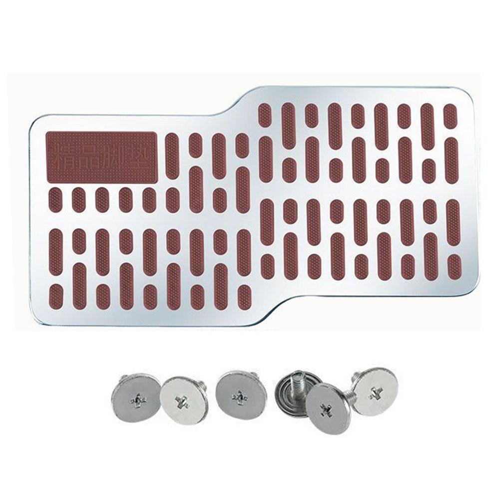 Car Foot Rest Pedal Board Floor Carpet Mat Anti-slip Stainless Steel Heel Pad Car Truck Suv Black Beige Brown Universal