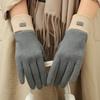 Solid Color Winter Velvet Gloves Thicken  Gloves Retro Plush Mittens  Riding