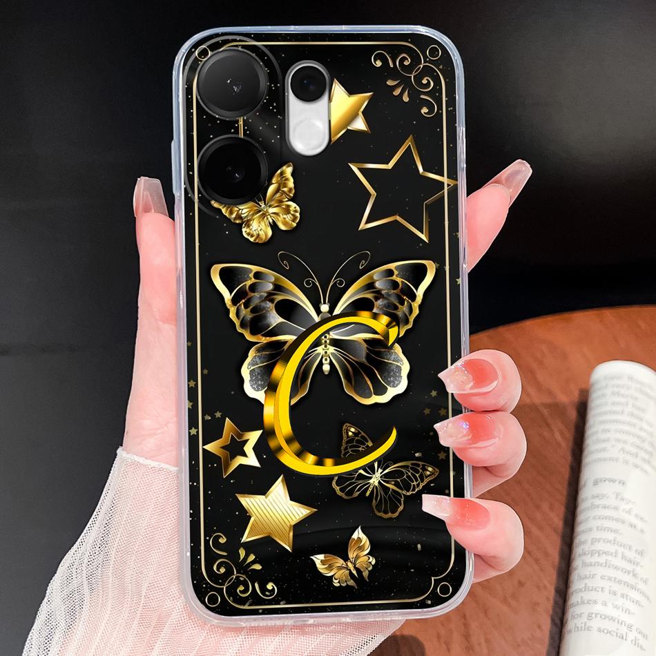 Чехол для Vivo V60 Lite Стильные буквы Прозрачные Ультратонкие Чехлы для Телефона Для Vivo V 60 Мягкий ТПУ Силикон Защита от Падения Парные Задние Крышки