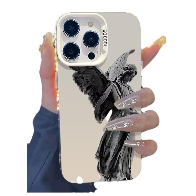 Angel Statue iPhone Case for 15Pro Max, 16Pro, 14Pro, 13 - European & American Design
