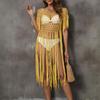 Women's Beach Cover-up Sexy Hollow Fringed Patchwork Bikini Solid Color Cover-up