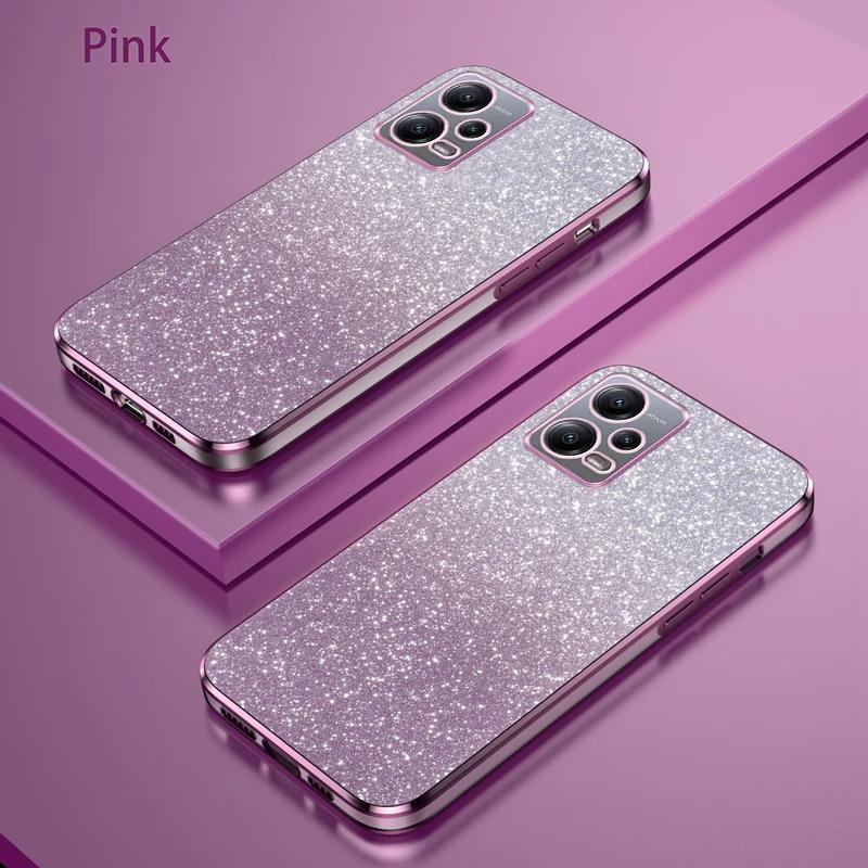 Shiny Glitter Plating Silicone Case for Xiaomi Redmi Note 12 13 Pro 4G 5G Camera Lens Soft Back Cover