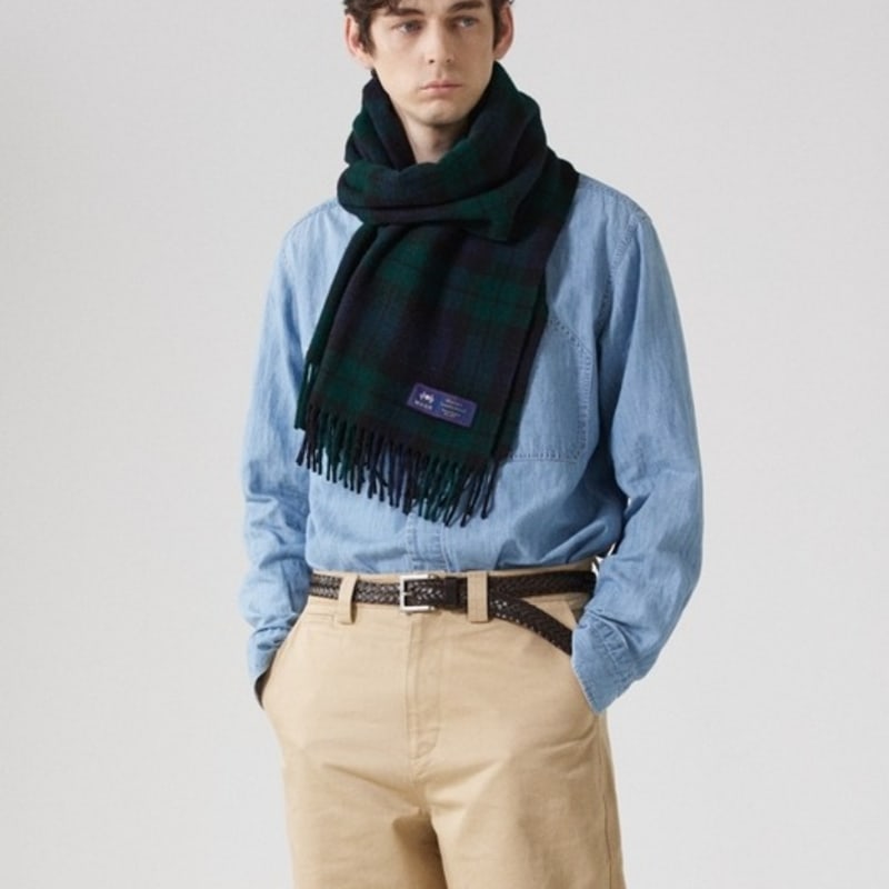 ABRAHAM MOON Шаль-шарф из мериносовой шерсти 50 см - Black Watch