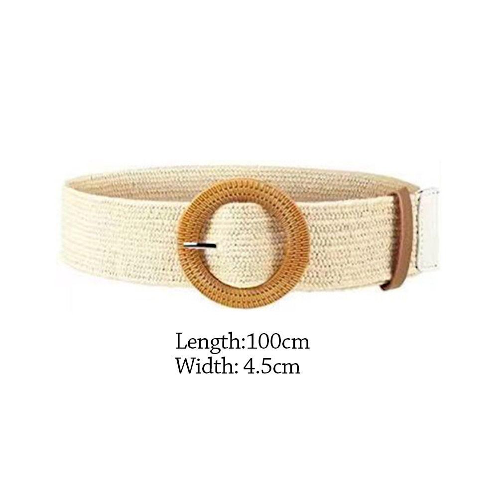 Summer Elastic Casual Wide Waist Belt Straw Belt Braided Waistbelt