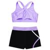 Детский комплект из 2 предметов для танцев для девочек, укороченный топ и шорты, комплект спортивной одежды, гимнастический трико, танцевальная одежда